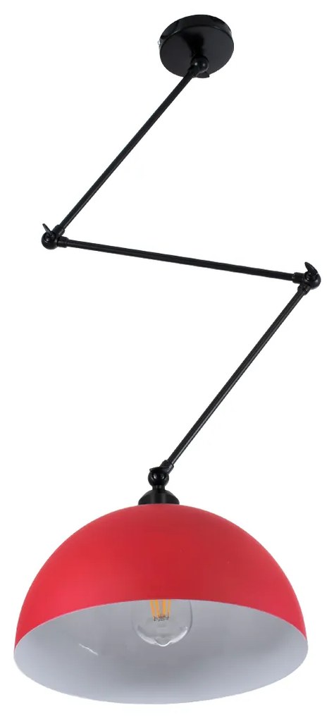 GloboStar LOTUS RED 00938 Μοντέρνο Φωτιστικό Οροφής Μονόφωτο Κόκκινο Ματ Μεταλλικό Καμπάνα Φ30 x Y21cm