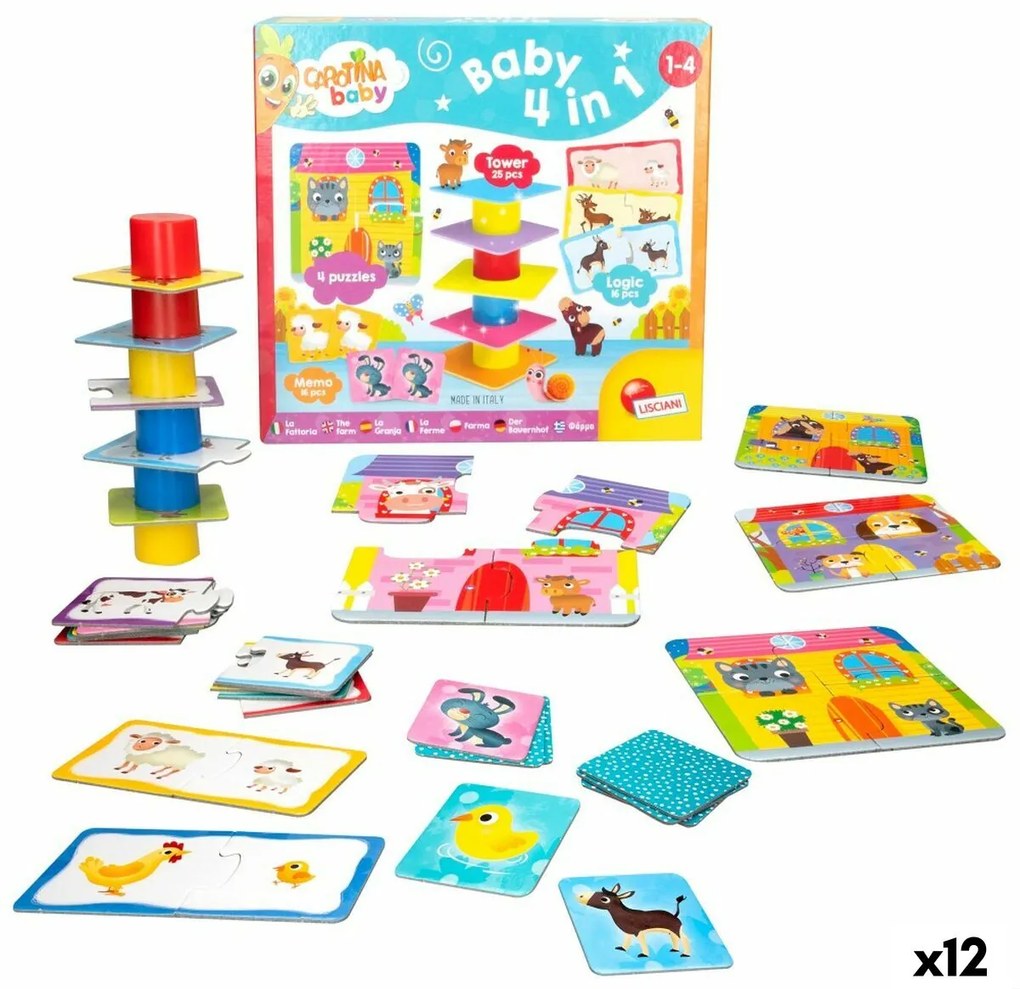 Παζλ Lisciani Giochi Carotina Baby 16 x 1 x 16,5 cm Φάρμα 4 σε 1 (12 Μονάδες)