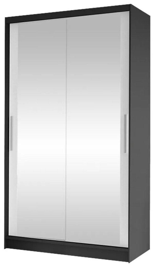 Ντουλάπα Atlanta 166, Μαύρο, Άσπρο, 200x100x58cm, 93 kg, Πόρτες ντουλάπας: Ολίσθηση, Αριθμός ραφιών: 4, Αριθμός ραφιών: 4 | Epipla1.gr