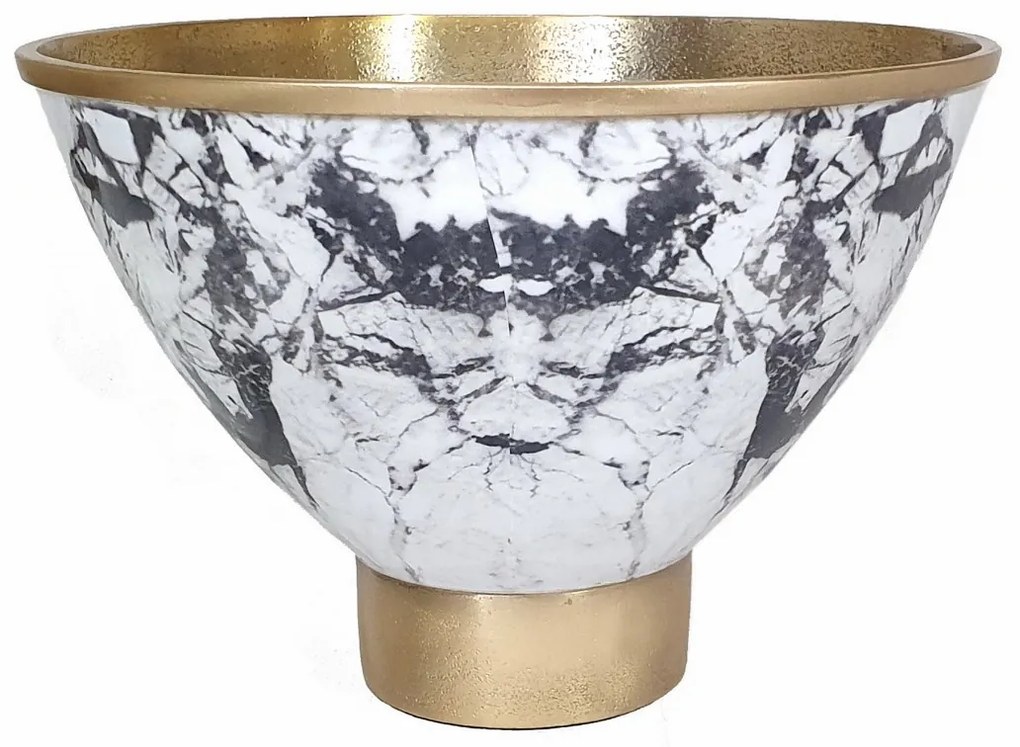 Artekko Ultra Διακοσμητικό Μπολ Μεταλλικό Χρυσό Μαύρο Λευκό (24x24x17)cm Artekko LB78235-BLAC