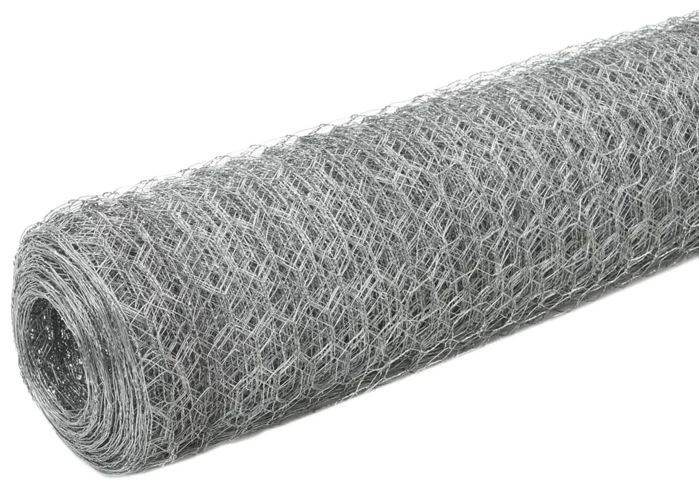 vidaXL Συρματόπλεγμα Εξάγωνο Ασημί 25 x 1,2 μ. από Γαλβανισμένο Χάλυβα