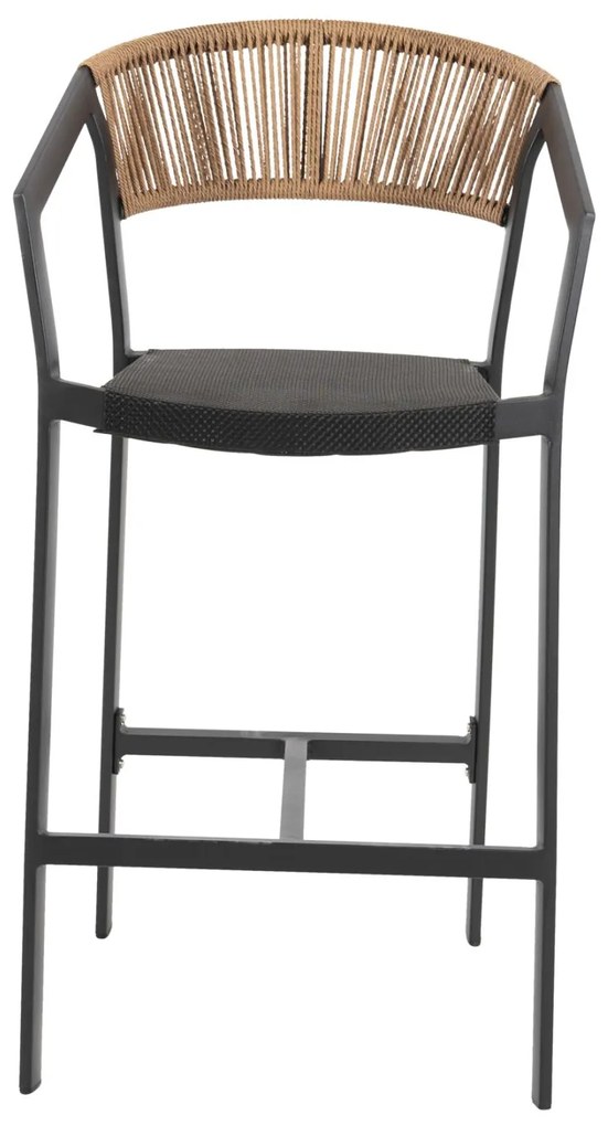 Σκαμπό Μπαρ C5892.05 Αλουμινίου Μαύρο με Μπέζ Rattan & Textline 56x58x105Y εκ. 56x58x105 εκ.