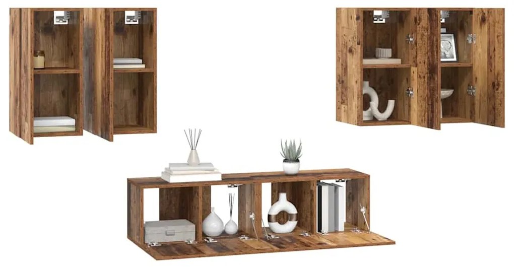 vidaXL Σετ επίπλου τηλεόρασης 6 pcs Παλαιό ξύλο 60 x 30 x 30 cm
