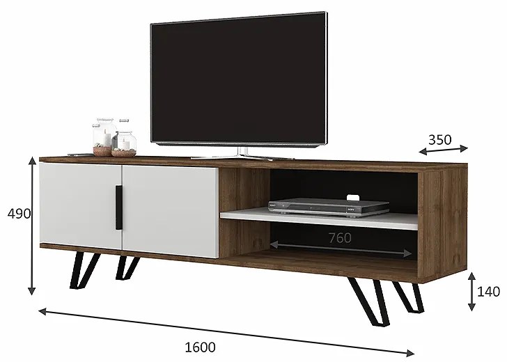 ΕΠΙΠΛΟ ΤΗΛΕΟΡΑΣΗΣ FOOT MEGAPAP ΧΡΩΜΑ ΚΑΡΥΔΙ - ΛΕΥΚΟ 160X35X49ΕΚ.