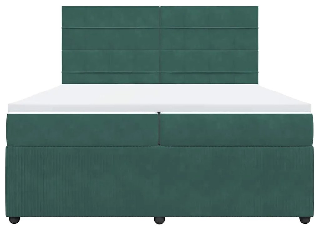 vidaXL Κρεβάτι Boxspring με Στρώμα Σκούρο Πράσινο 200x200εκ. Βελούδινο