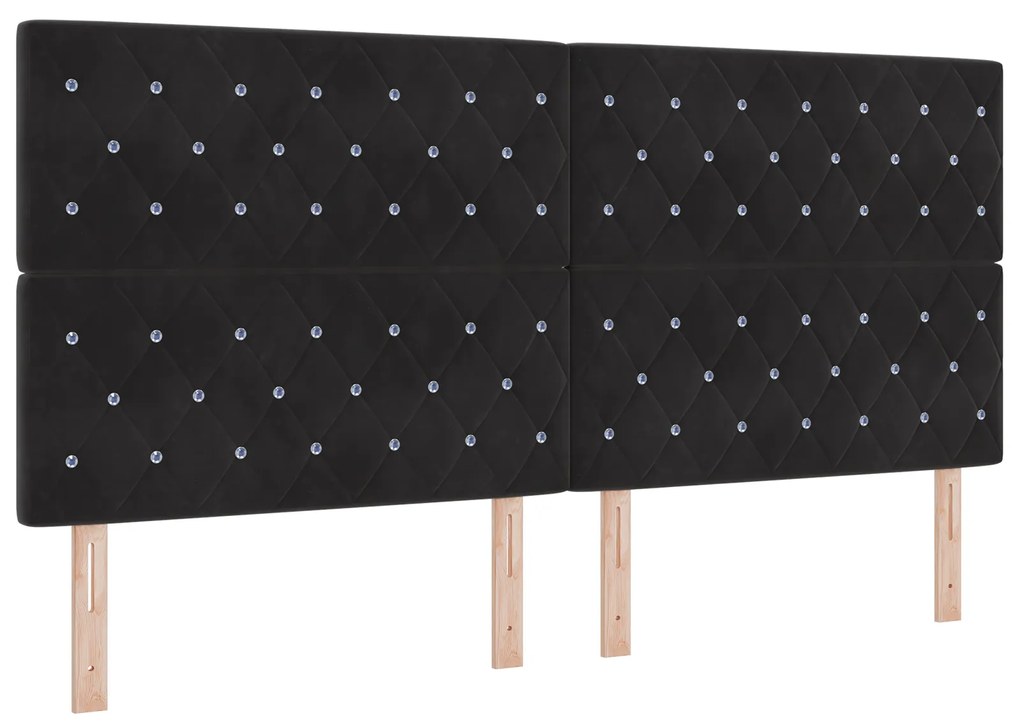 vidaXL Κρεβάτι Box Spring με Στρώμα & LED Μαύρο 200x200 εκ Βελούδο