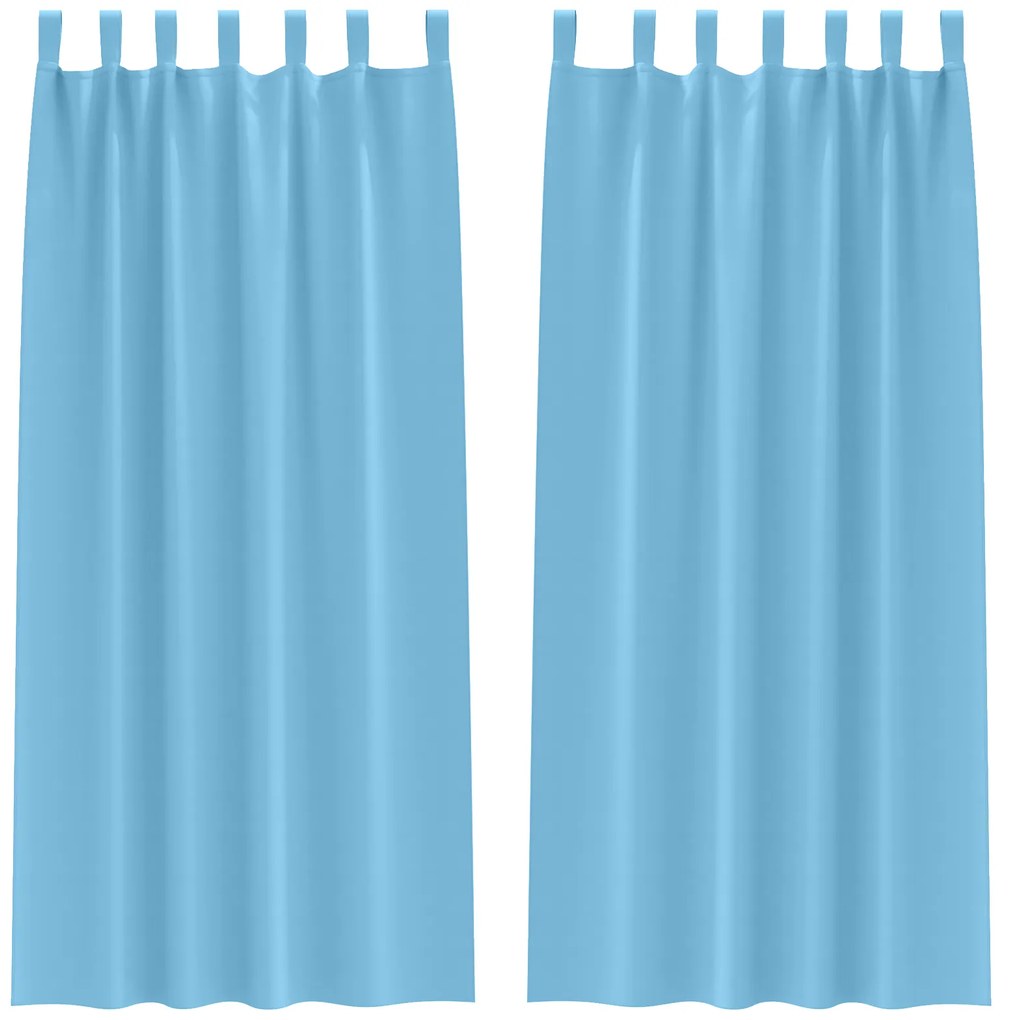 vidaXL Κουρτίνες με κουρτίνες 2 pcs Γαλάζιο 245 x 140 εκ. Πολυεστέρας