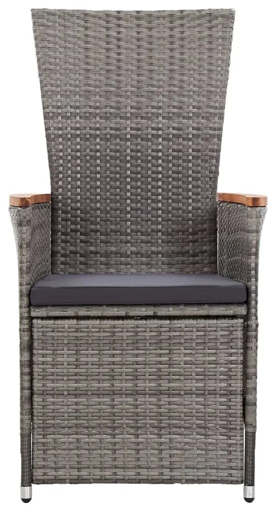 vidaXL Πολυθρόνες Κήπου Ανακλ/νες 2 τεμ. Γκρι Συνθ. Ρατάν + Μαξιλάρια