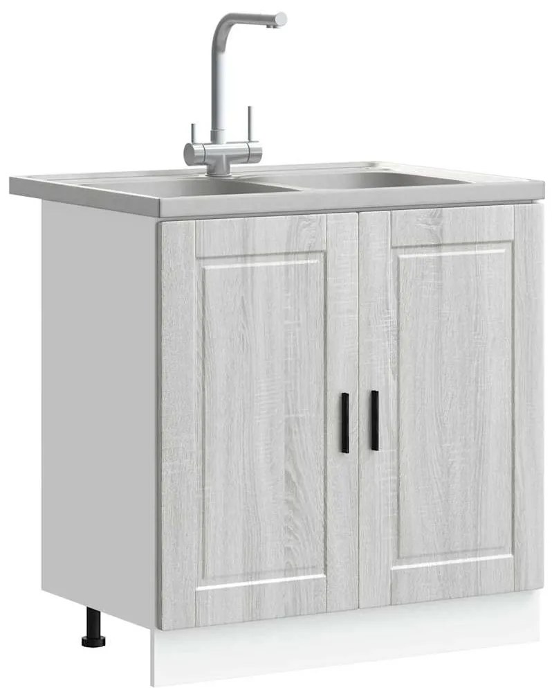 vidaXL Βάση νιπτήρα 2 pcs Γκρι 80 x 46 x 84.5 εκ. Επεξεργασμένο ξύλο