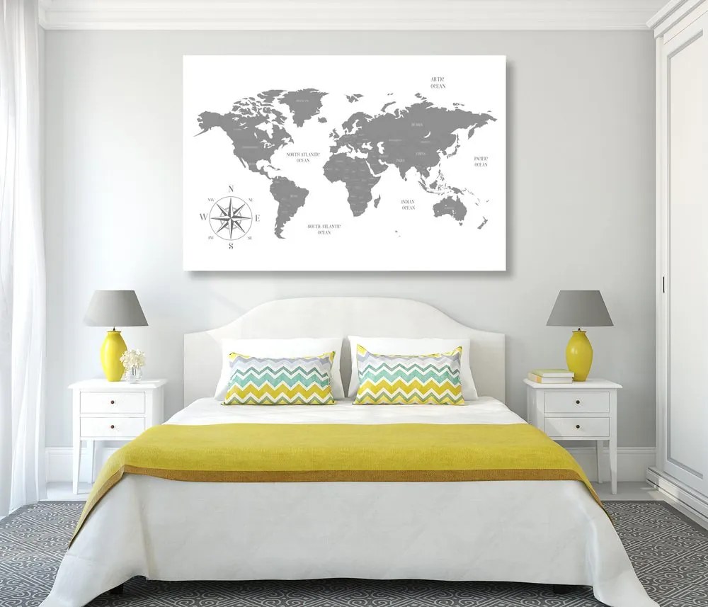 Εικόνα στο φελλό ενός αξιοπρεπούς χάρτη σε γκρι χρώμα - 120x80  flags