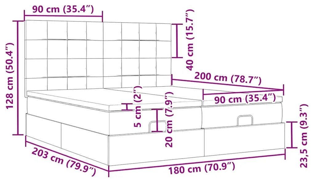 Οθωμανικό κρεβάτι με στρώματα μπλε 180x200cm ύφασμα - Μπλε