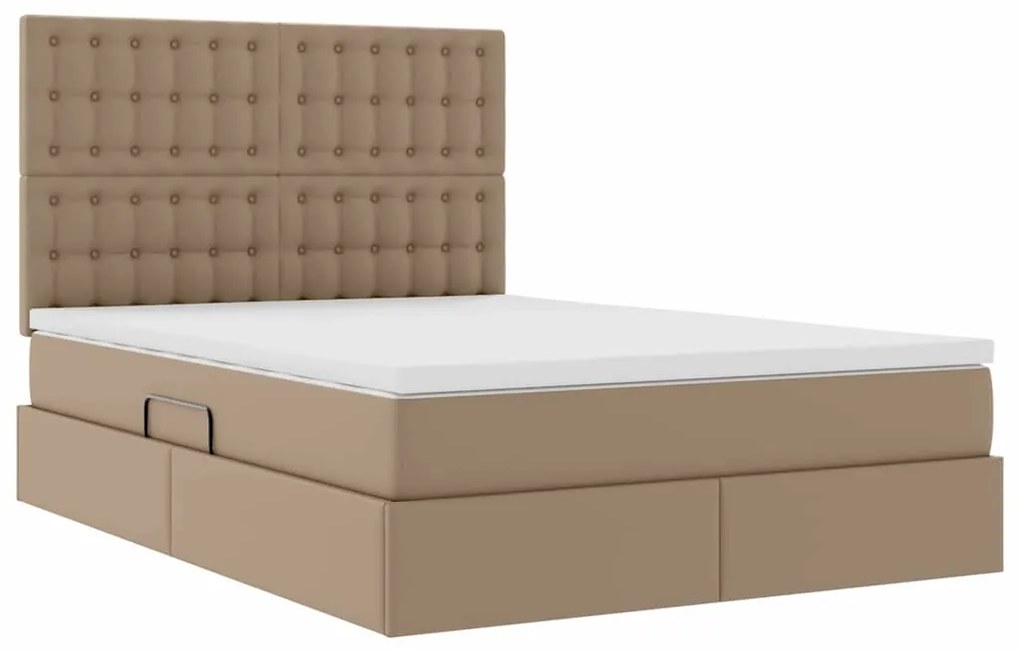 vidaXL Κρεβάτι Αποθήκης Καπουτσίνο 140 x 190 cm Τεχνητό Δέρμα