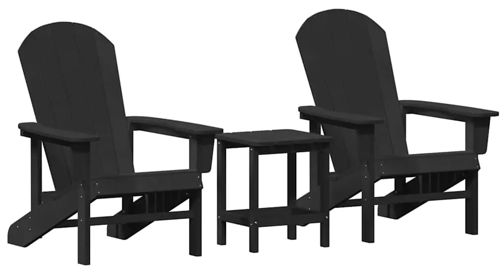 vidaXL Έπιπλα Χαλάρωσης Κήπου 3 pcs Μαύρο 38 x 38 x 46cm Πολυαιθυλένιο