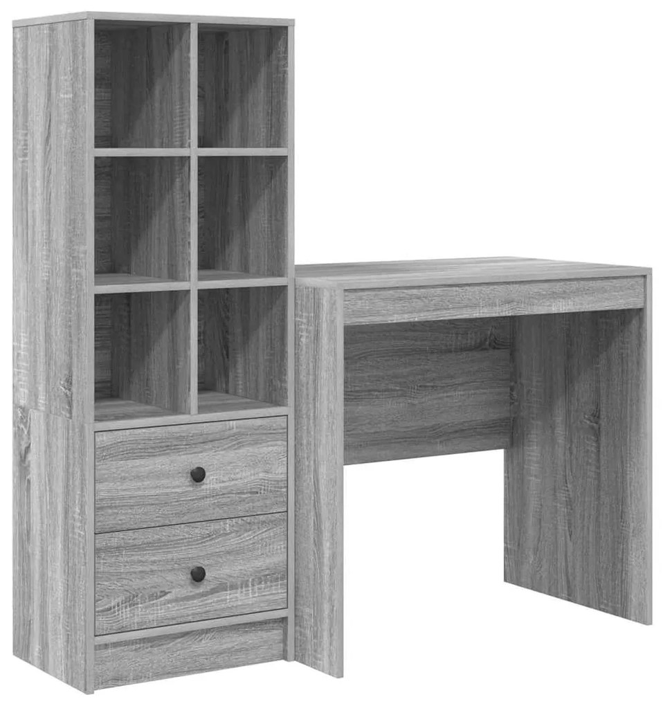 vidaXL Γραφείο με αποθηκευτικό χώρο 2 pcs Γκρι sonoma 80 x 50 x 76 εκ.