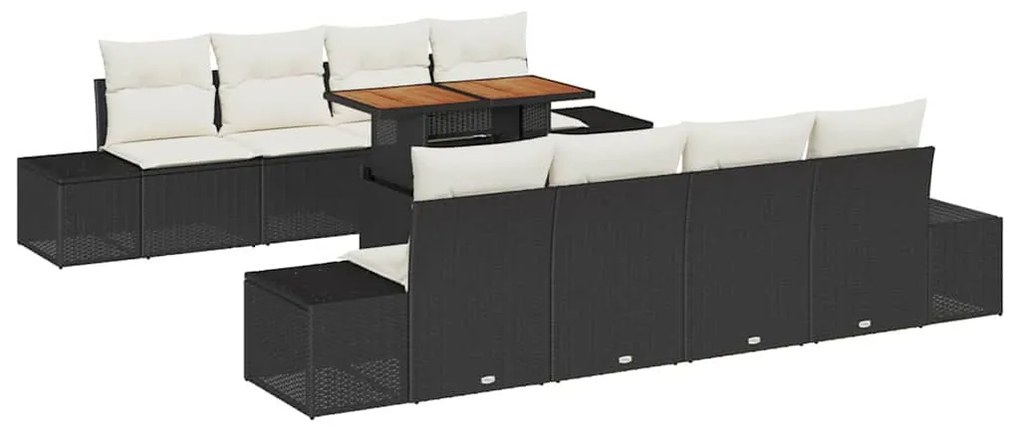 vidaXL Σέτ φαγητού για κήπο 9 pcs Μαύρο, Κρέμα 100 x 55 x 73 εκ