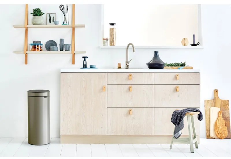 Κάδος Brabantia Touch Bin New 650007, 30 L, αθόρυβο και ομαλό κλείσιμο, γκρι