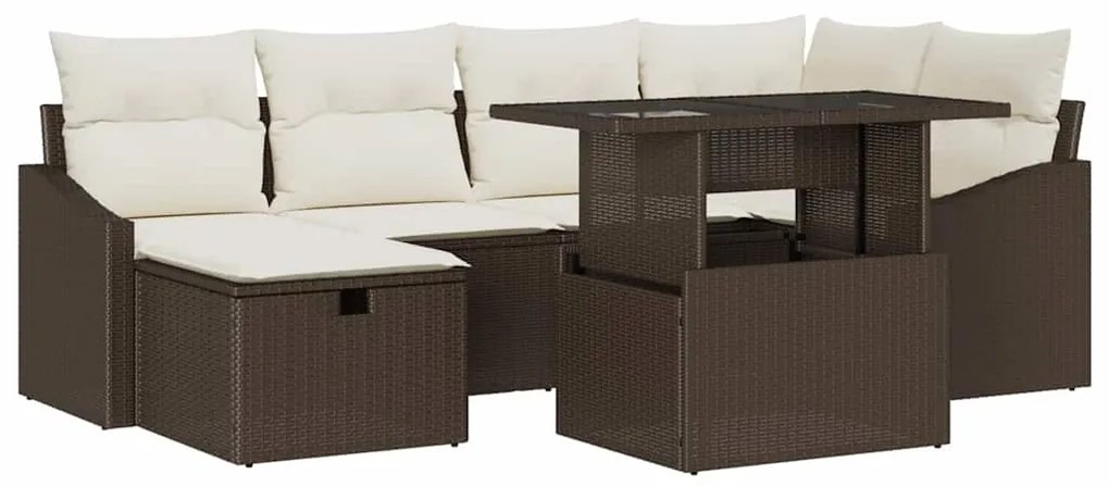 vidaXL Σετ Καναπέ Κήπου 7 pcs Καφέ συνθετικό ρατάν
