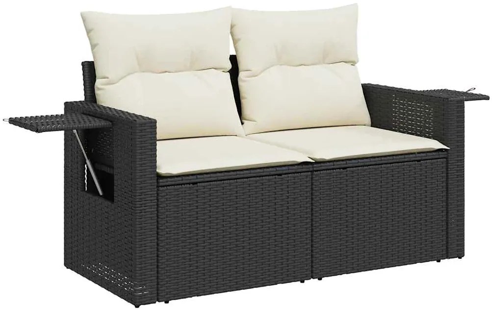 vidaXL Καναπές Κήπου 6 Τεμαχίων Μαύρο από Συνθετικό Ρατάν με Μαξιλάρια