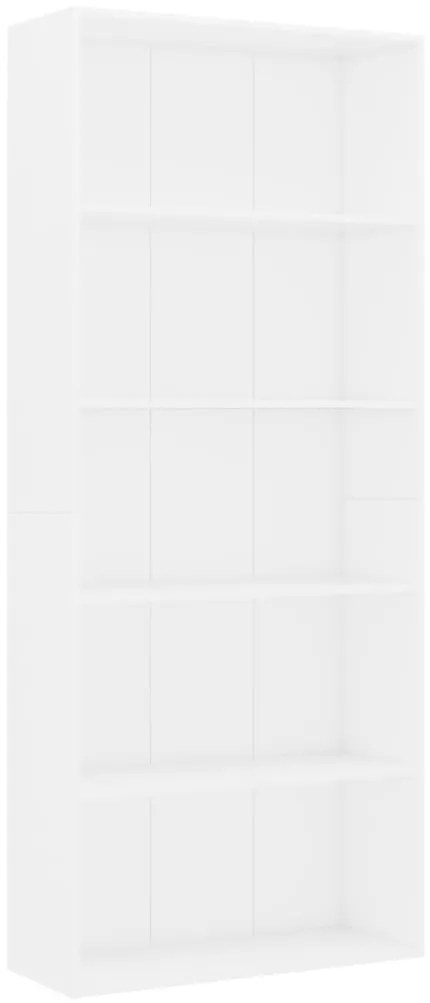 vidaXL Βιβλιοθήκη με 5 Ράφια Λευκή 80 x 30 x 189 εκ. Επεξ. Ξύλο
