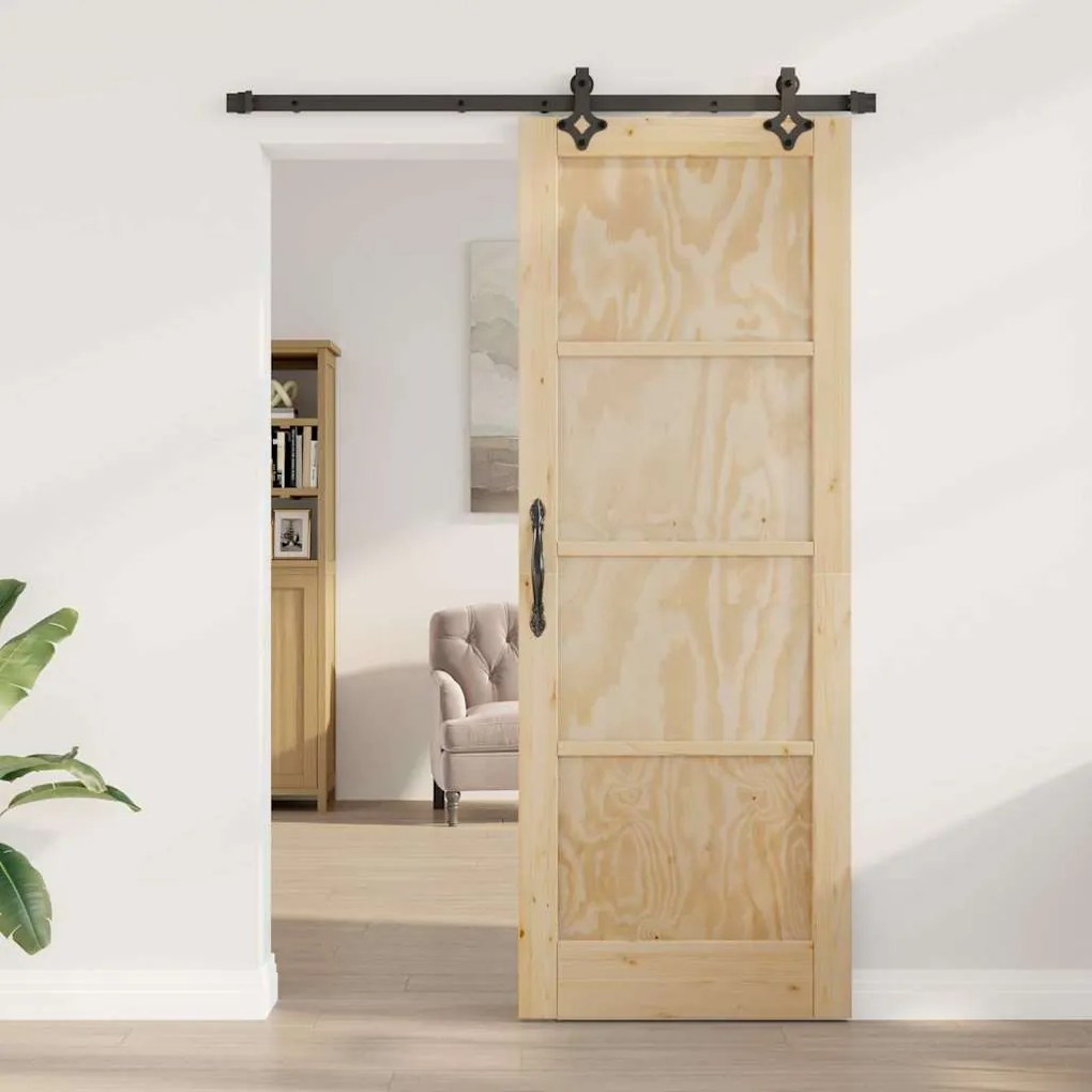 vidaXL Σετ Συρόμενης Πόρτας ORKDAL Φυσικό και μαύρο 78 x 211 εκ