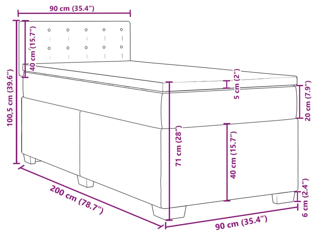 Κρεβάτι Boxspring με Στρώμα Καπουτσίνο 90x200εκ.από Συνθ. Δέρμα - Καφέ