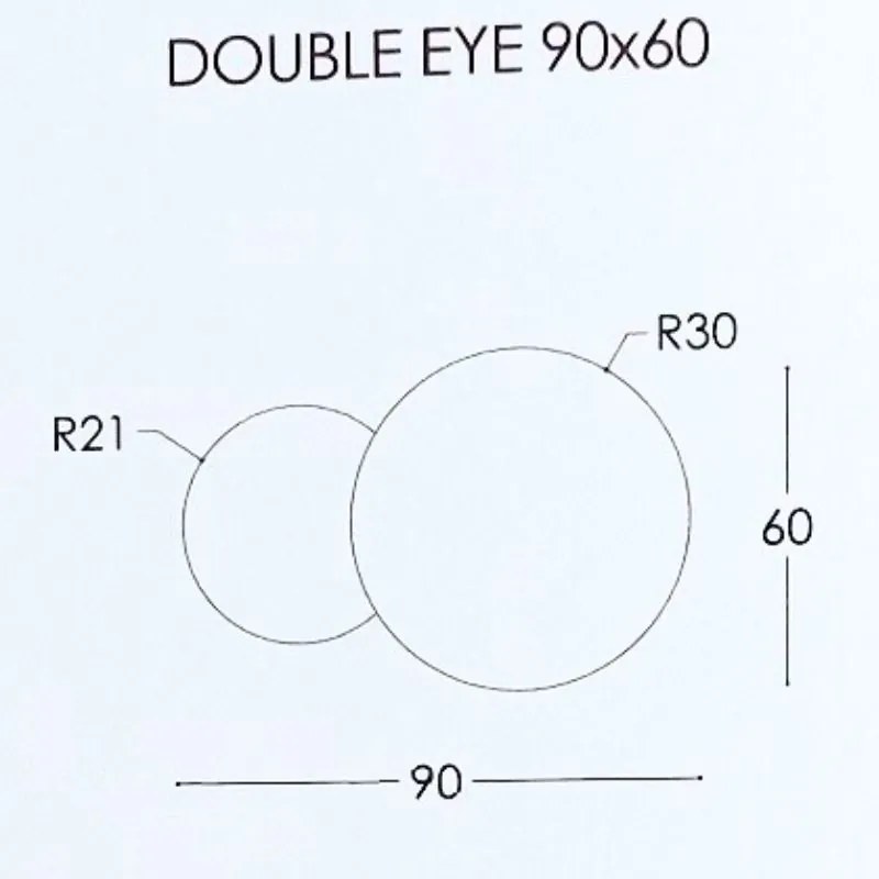 Διπλός Καθρέπτης τοίχου Double Eye Project Mirrors 90x60εκ κρυφός φωτισμός Led Διακόπτης Αφής: Ναι