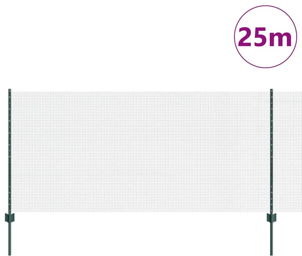 vidaXL Τεντώτο με στήριγμα Πράσινο 1 x 25 m Ατσάλι