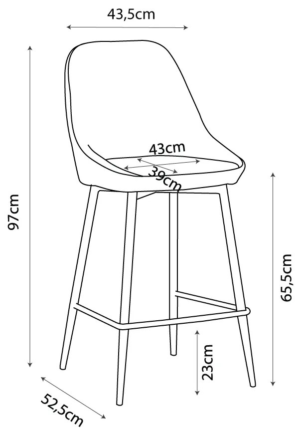 CALIPER ΣΚΑΜΠΩ BAR ΚΑΦΕ CAPPUCCINO 43,5x52,5xH97cm