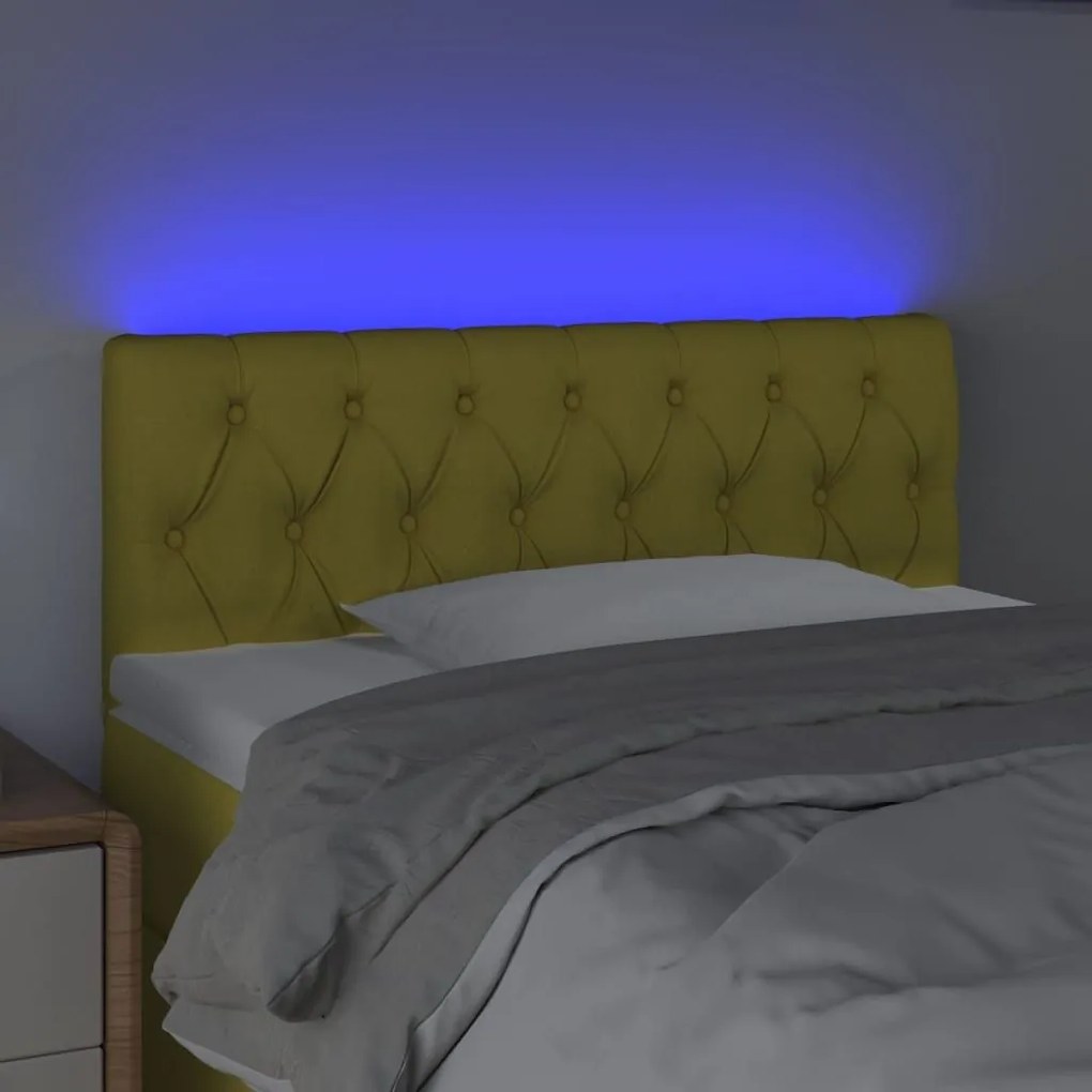 Κεφαλάρι Κρεβατιού LED Πράσινο 90x7x78/88 εκ. Υφασμάτινο - Πράσινο