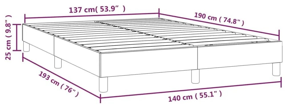 Πλαίσιο Κρεβατιού Σκούρο Γκρι 140 x 190 εκ. Βελούδινο - Γκρι