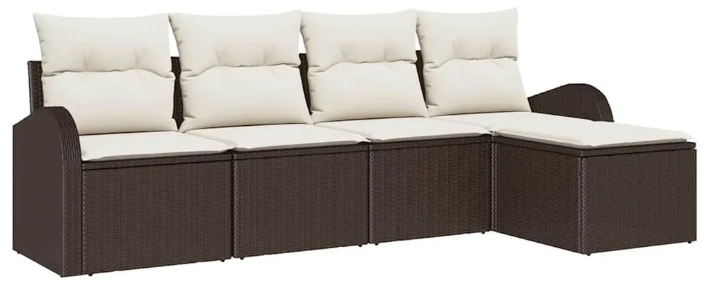 vidaXL Σετ Καναπέ Κήπου με μαξιλάρι 5 pcs Καφέ Πολυ ράταν