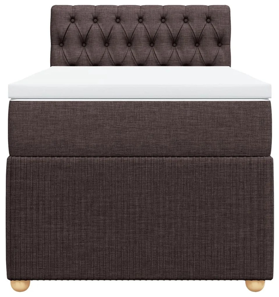 vidaXL Κρεβάτι Boxspring με Στρώμα Σκούρο Καφέ 90x200 εκ. Υφασμάτινο