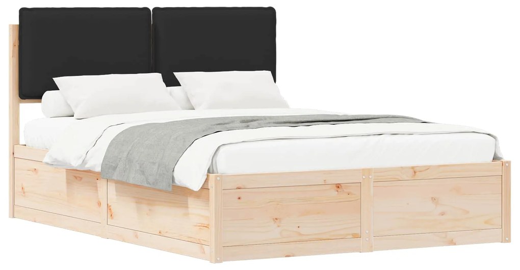 vidaXL Σκελετός Κρεβατιού με Επενδεδυμένο Κεφαλάρι Μαύρο 160 x 200 cm