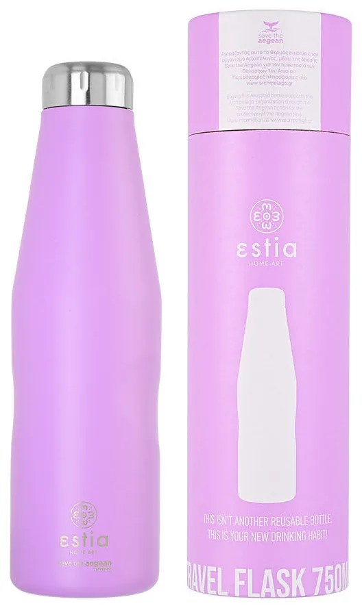 Estia 01-9830 Save the Aegean Μπουκάλι Θερμός 750ml, Lavender Purple