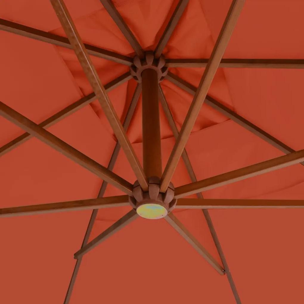 Ομπρέλα Κρεμαστή Τερακότα 400 x 300 εκ. με Ξύλινο Ιστό - Καφέ