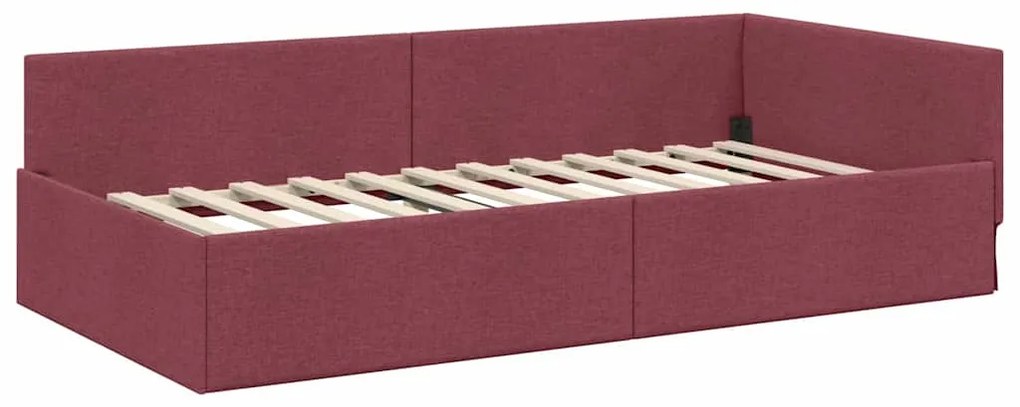 vidaXL Κρεβάτι Γωνίας Μπορντό 80 x 200 cm Ύφασμα και Έργο ξύλου