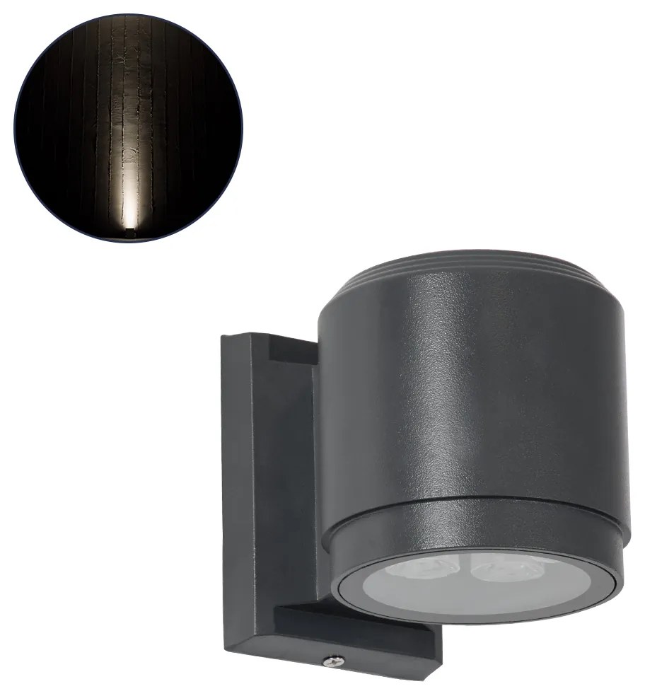 GloboStar WALLLIGHT-SONA 90482 Φωτιστικό Τοίχου - Απλίκα LED 12W 1140lm 5° DC 24V Αδιάβροχο IP67 Μ9.5 x Π13 x Υ11cm Φυσικό Λευκό 4500K - Γκρι Ανθρακί - 3 Years Warranty - 90482