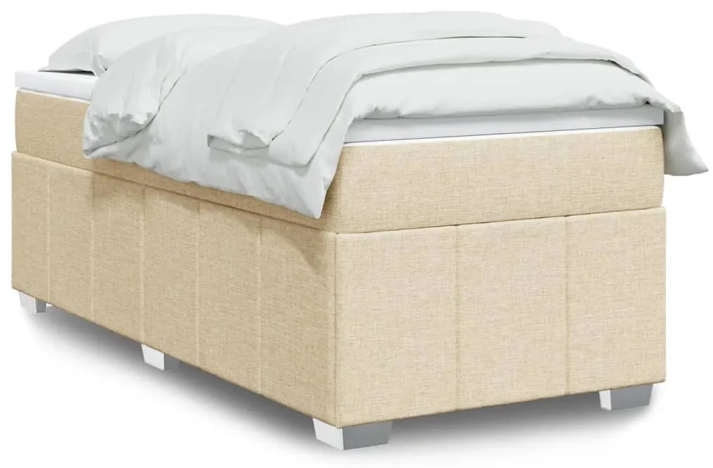 vidaXL Κρεβάτι Boxspring με Στρώμα Κρεμ 80 x 200 εκ. Υφασμάτινο