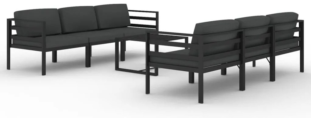 vidaXL Σαλόνι Κήπου 5 Τεμαχίων Ανθρακί Αλουμινίου με Μαξιλάρια