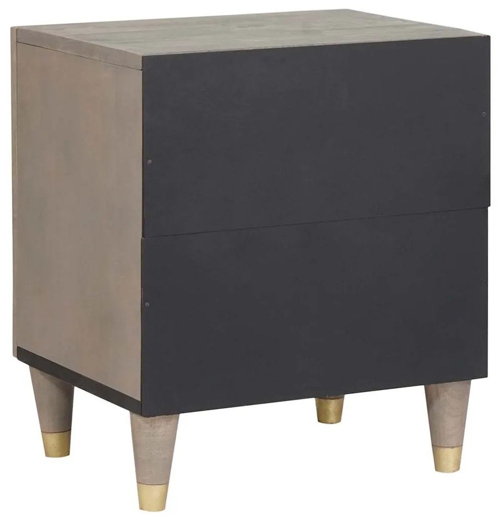 vidaXL Κομοδίνο 2 pcs Γκρι 40 x 33 x 46 εκ. Μασίφ ξύλο μάνγκο