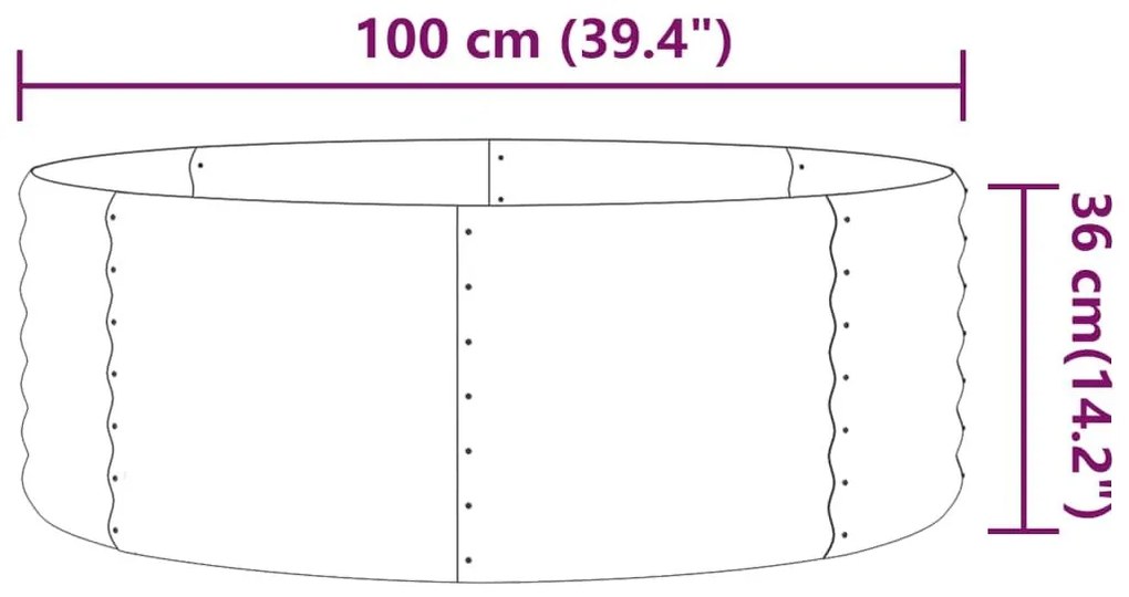 Ζαρντινιέρα Πράσινη 100x100x36εκ Ατσάλι με Ηλεκτρ. Βαφή Πούδρας - Πράσινο