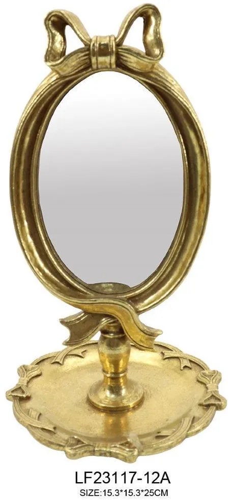 Καθρέπτης Επιτραπέζιος Polyresin Χρυσός Oriana Ferelli® 15,3x15,3x25εκ. XL23117012