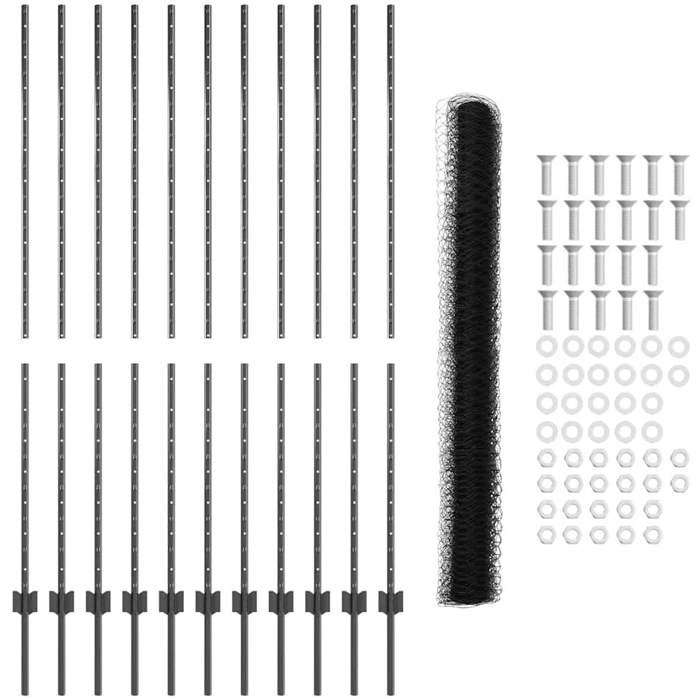 vidaXL Φράκτης με Στυλό Γκρι 150x2500 cm Ατσάλι