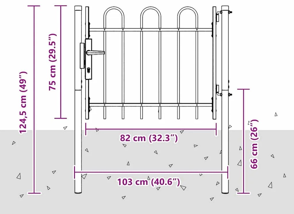 vidaXL Πύλη Φράχτη Γκρι 100 x 75 cm Χάλυβας με Επικάλυψη Πούδρας