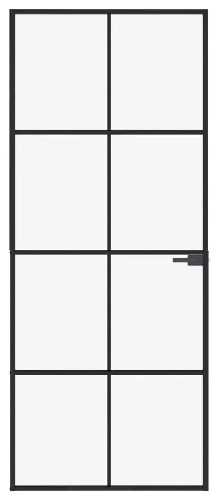 Εσωτερική Πόρτα 83x201,5 εκ. Ψημένο Γυαλί και  Λεπτό Αλουμίνιο - Μαύρο