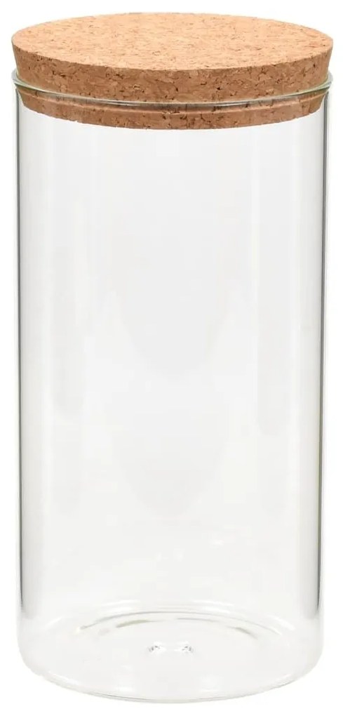 Βάζα 6 τεμ. 1400 ml Γυάλινα με Καπάκι από Φελλό - Διαφανές