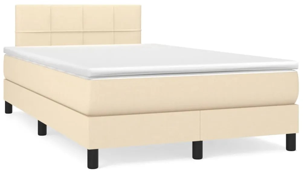 vidaXL Κρεβάτι Boxspring με Στρώμα &amp; LED Κρεμ 120x190 εκ. Υφασμάτινο