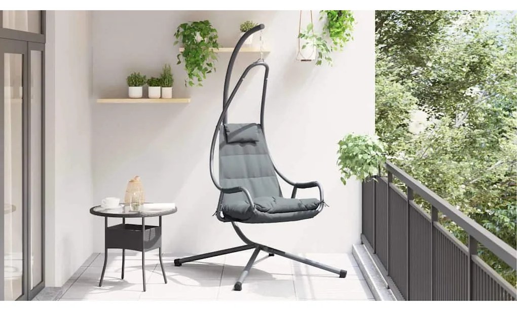 vidaXL Κρεμαστή καρέκλα αυγό Ανθρακί 94 x 107 x 196.5 εκ. Ατσάλι