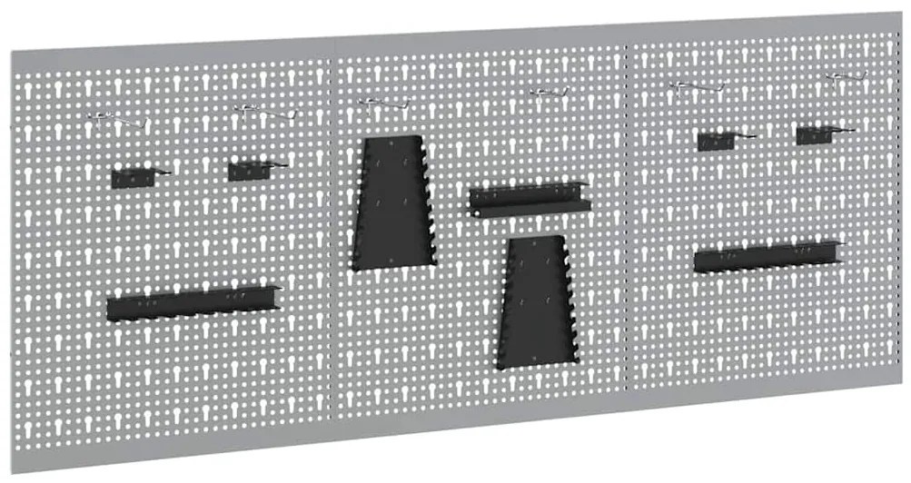 vidaXL Αποθηκευτική Παγκάκια 3 pcs Γκρι 150 x 1 x 60 εκ