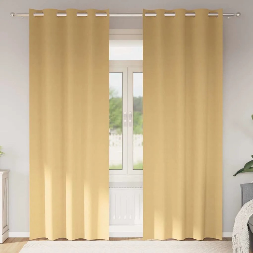 vidaXL Κουρτίνες με κουρτίνες 2 pcs Μπεζ 245 x 140 εκ. Πολυεστέρας